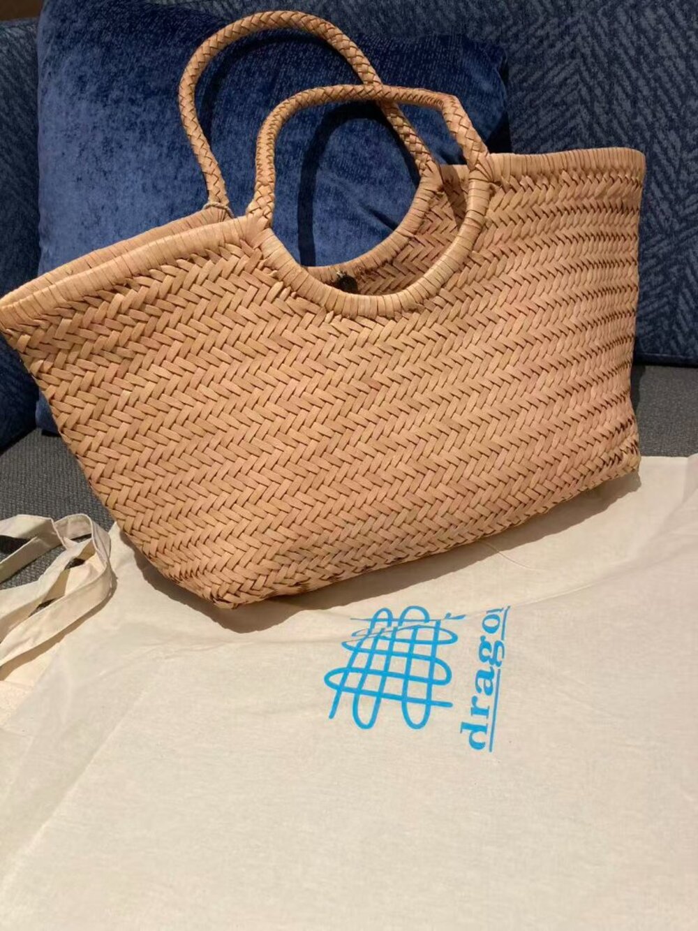 Dragon Diffusion nantucket woven basket bag in sand